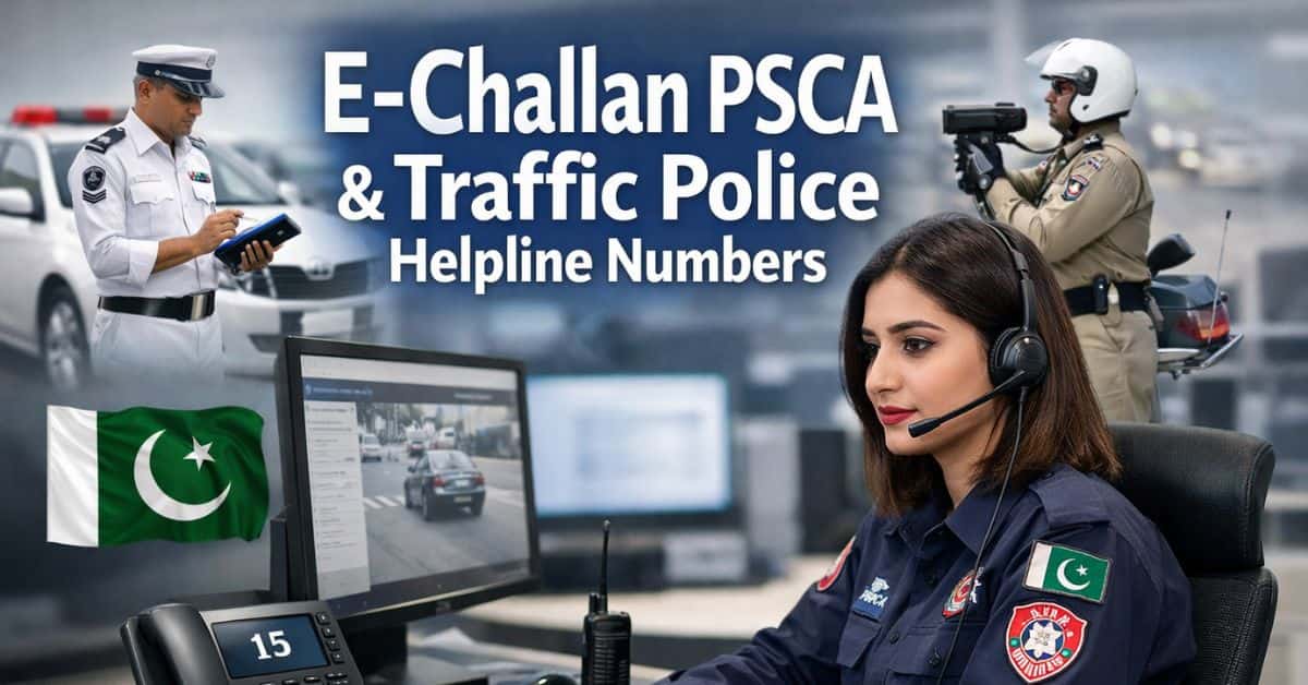 E-Challan PSCA & Traffic Police Helpline Numbers