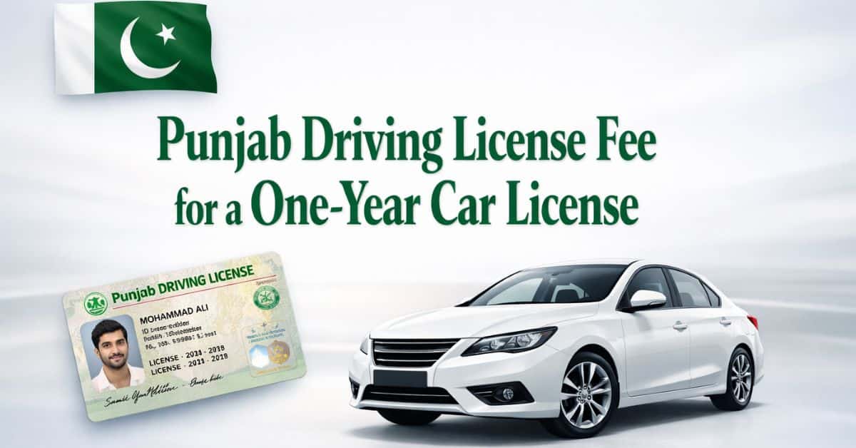 Punjab Driving License Fee for a One-Year Car License